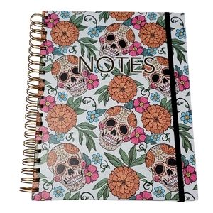 Dia De Los Muertos Writing Notebook, 8.5"x11", 180 Ruled Sheets, Skulls/Flowers